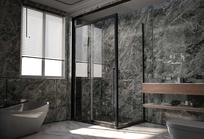 Душевой угол Veconi Premium Trento PTC-SP-30B, 1200х800x2000, черный матовый, стекло прозрачное