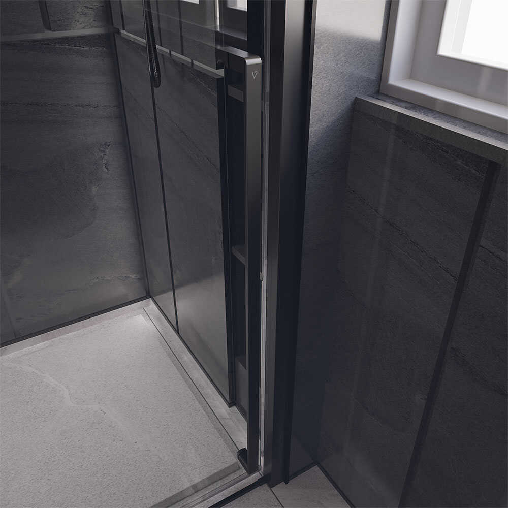 Душевой угол Veconi Premium Trento PTC-SP-30B, 1200х800x2000, черный матовый, стекло прозрачное