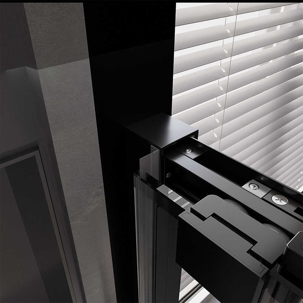 Душевой угол Veconi Premium Trento PTC-SP-30B, 1200х800x2000, черный матовый, стекло прозрачное