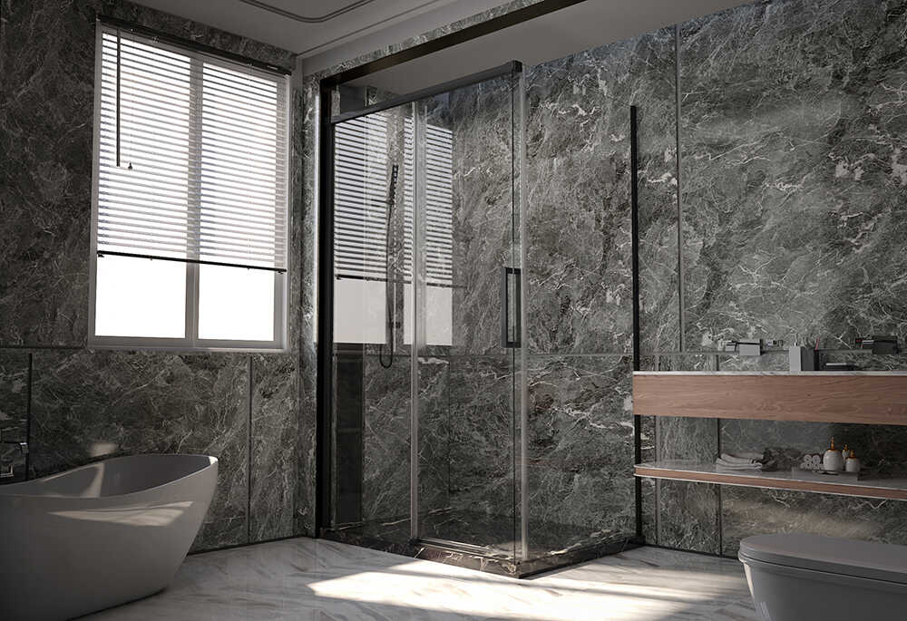 Душевой угол Veconi Premium Trento PTC-SP-40B, 1200х800x2000, черный матовый, стекло прозрачное