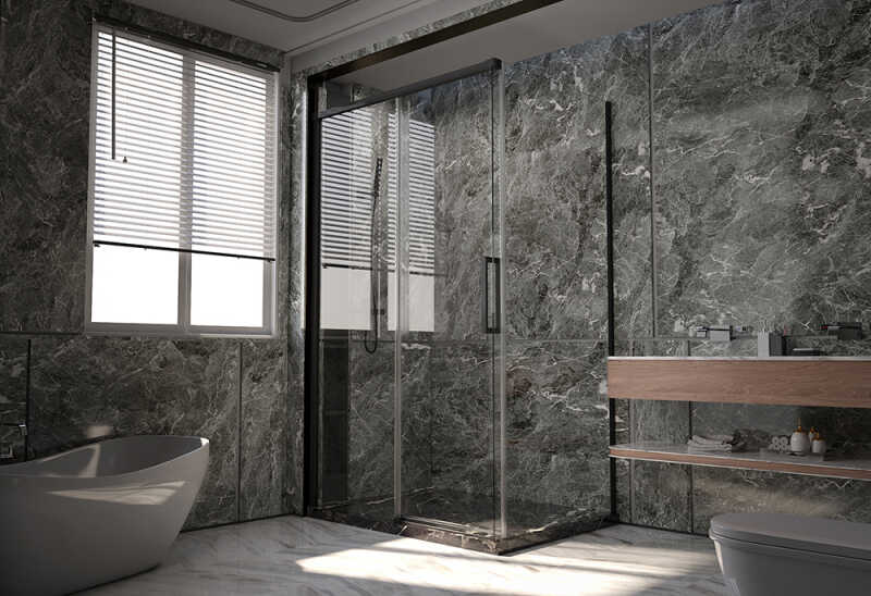 Душевой угол Veconi Premium Trento PTC-SP-40B, 1200х800x2000, черный матовый, стекло прозрачное