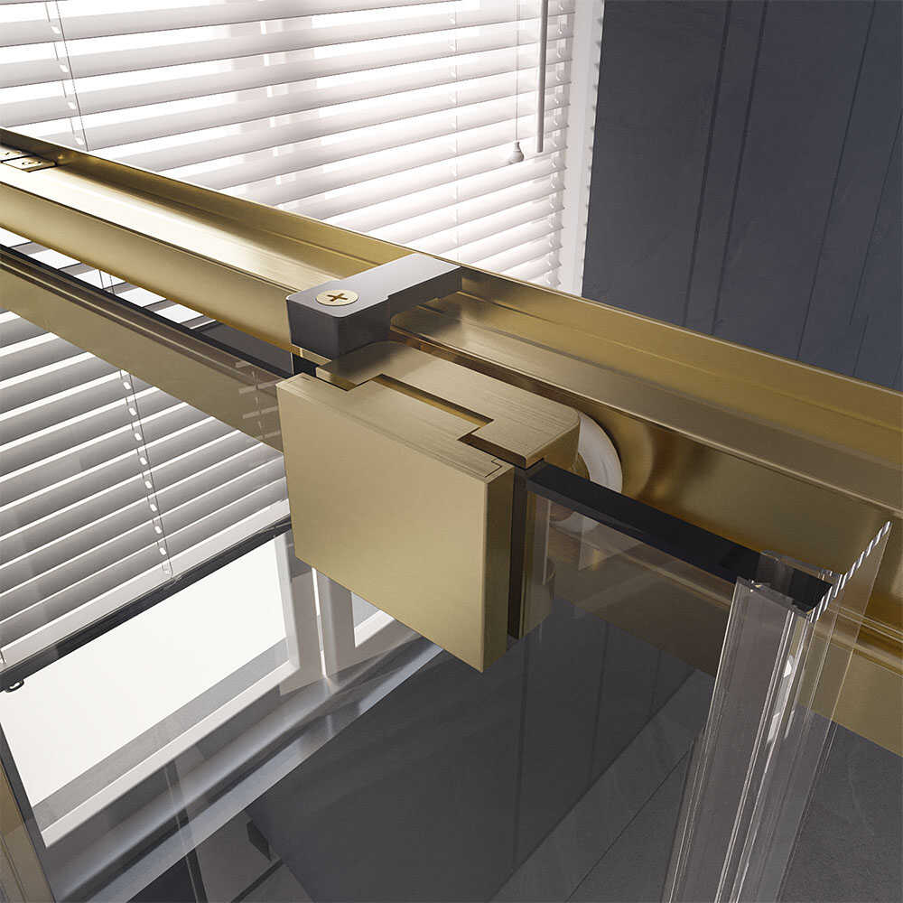 Душевая дверь Veconi Premium Trento PTD-30G, 1200х2000, брашированное золото, стекло прозрачное