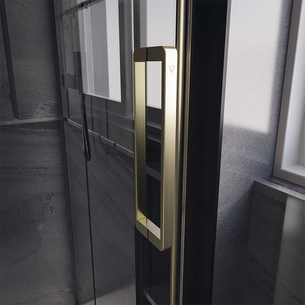 Душевая дверь Veconi Premium Trento PTD-40G, 1200х2000, брашированное золото, стекло прозрачное