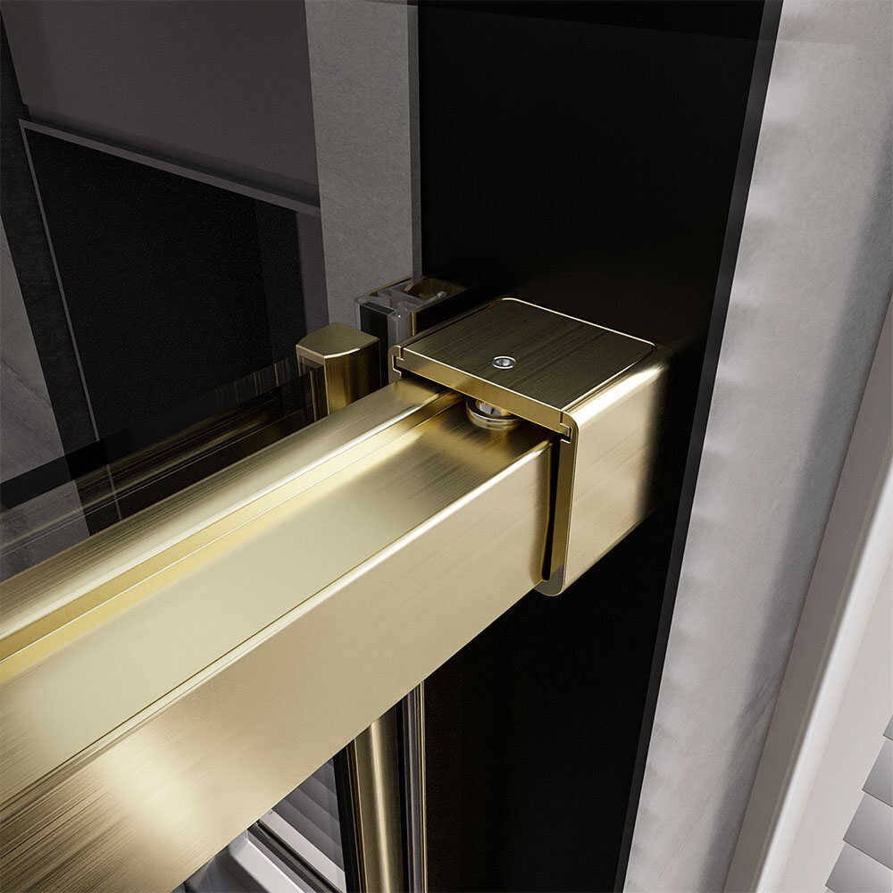Душевая дверь Veconi Premium Trento PTD-40G, 1200х2000, брашированное золото, стекло прозрачное