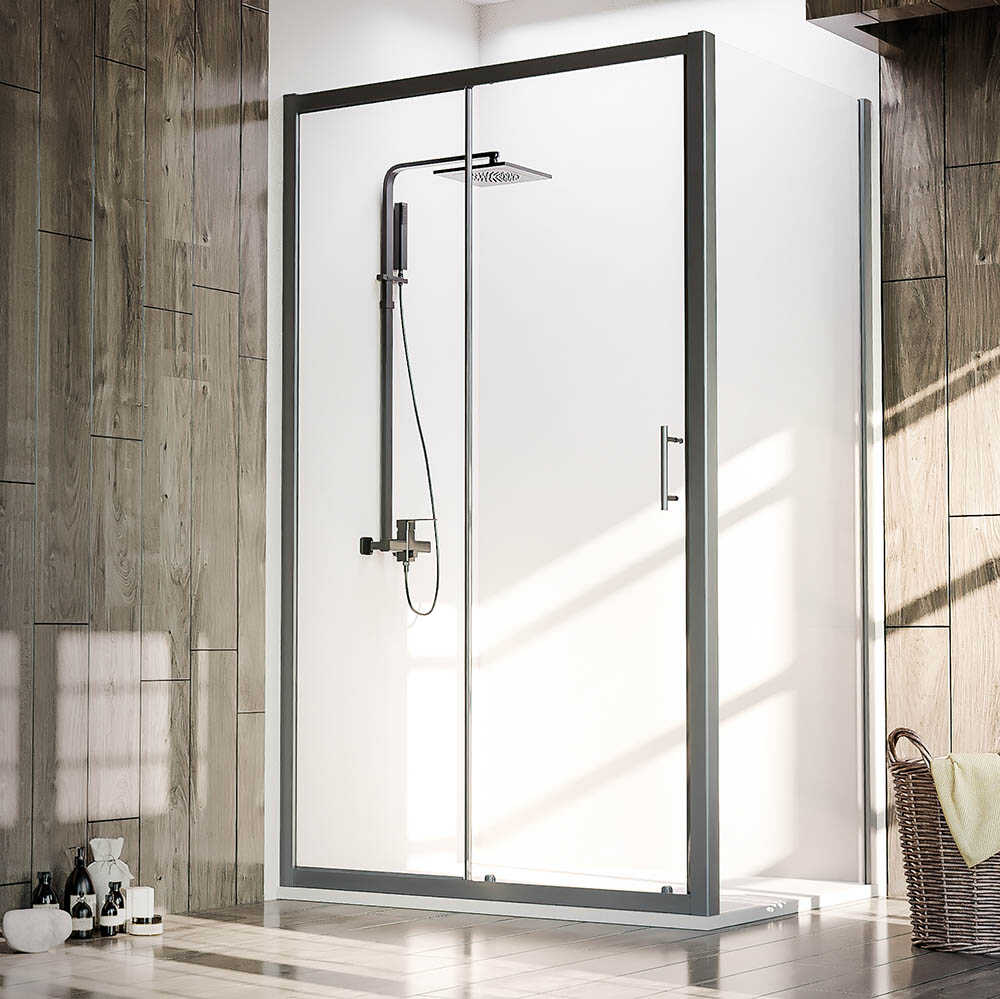 Душевой угол Veconi Rovigo RV-072B, 1000х700х1900 черный, стекло прозрачное