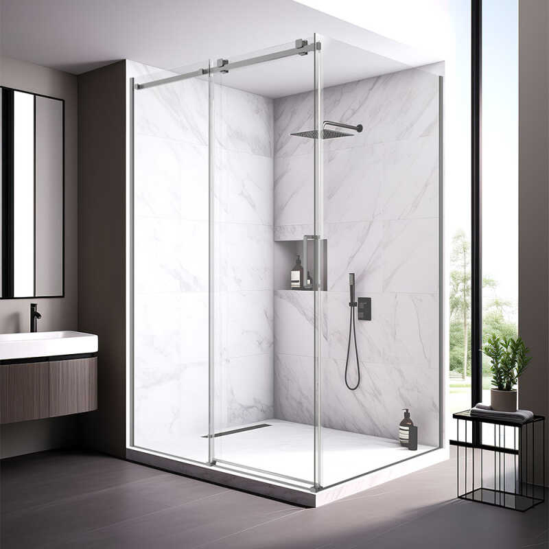 Душевой угол Veconi Rovigo RV-075GR, 1200х900х2000 графит брашинг, стекло прозрачное