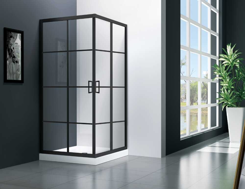 Душевой угол Veconi Rovigo RV-09, 800x800x1950, черный, стекло прозрачное