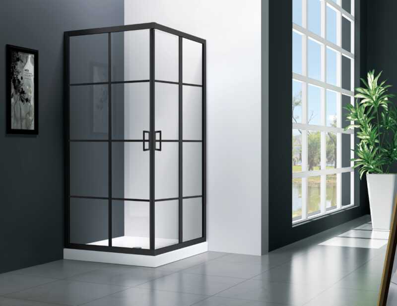 Душевой угол Veconi Rovigo RV-09,900x900x1950, черный, стекло прозрачное