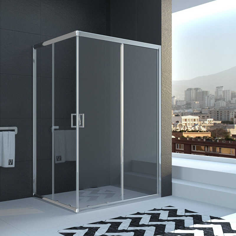 Душевой угол Veconi Rovigo RV-10, 900x800x1950, хром, стекло прозрачное