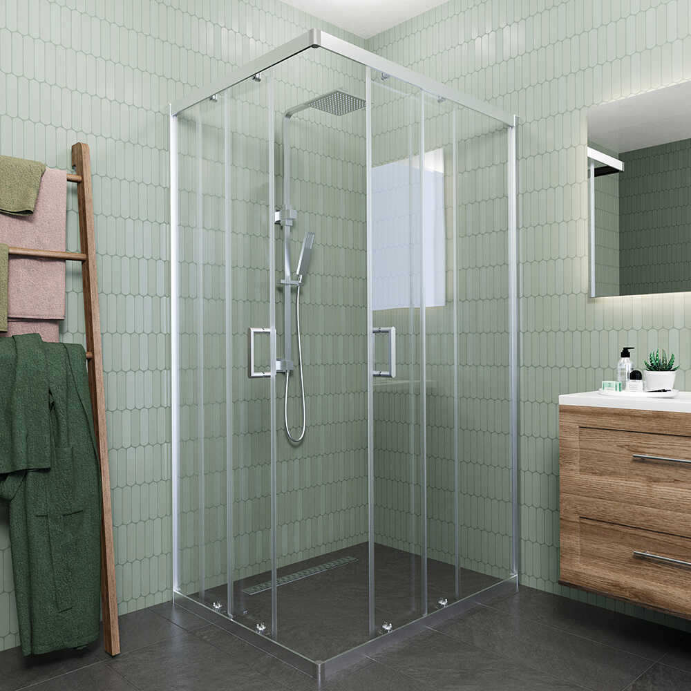 Душевой угол Veconi Rovigo RV-10, 900x800x1950, хром, стекло прозрачное