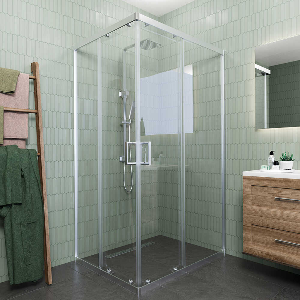 Душевой угол Veconi Rovigo RV-10, 900x800x1950, хром, стекло прозрачное
