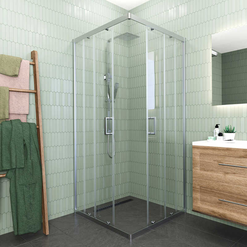 Душевой угол Veconi Rovigo RV-11, 800x800x1950, хром, стекло прозрачное