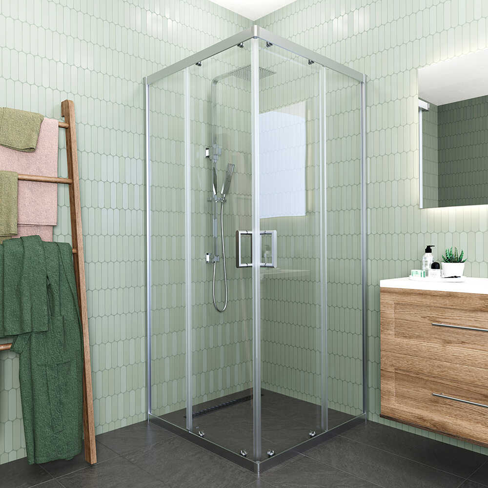 Душевой угол Veconi Rovigo RV-11, 800x800x1950, хром, стекло прозрачное