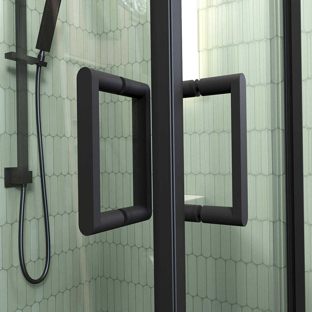 Душевой угол Veconi Rovigo RV-14, 900x800x1950, черный, стекло прозрачное