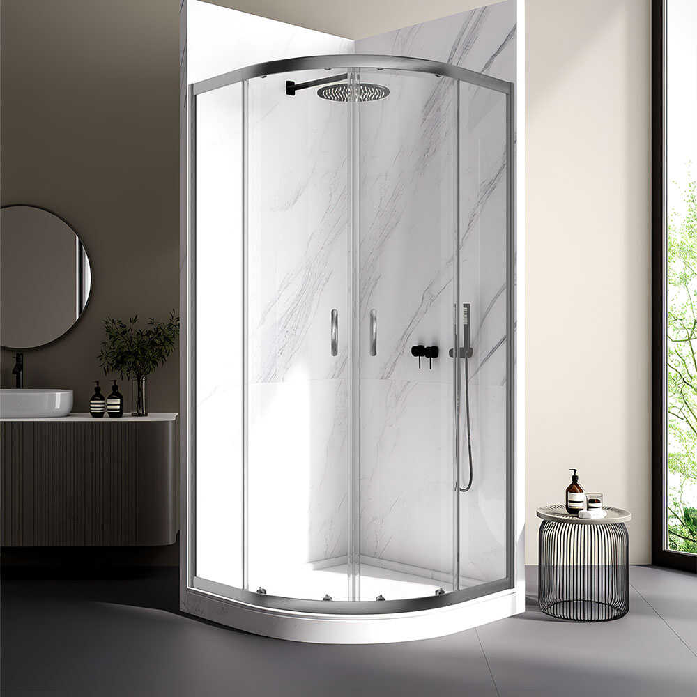 Душевой угол Veconi Rovigo RV-202GR, 800x800x1900, брашированный графит, прозрачное стекло