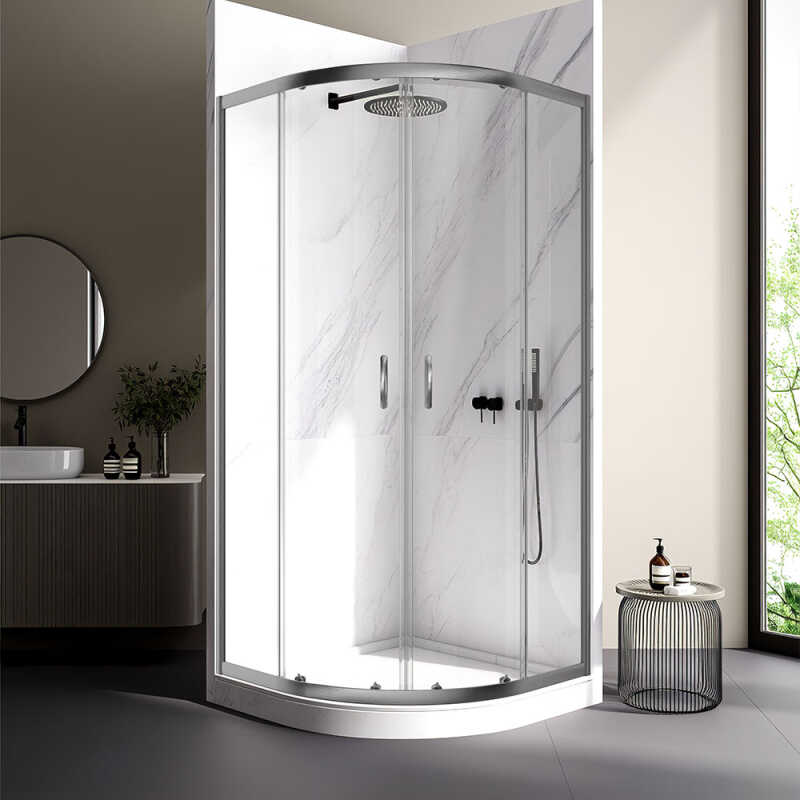 Душевой угол Veconi Rovigo RV-202GR, 800x800x1900, брашированный графит, прозрачное стекло