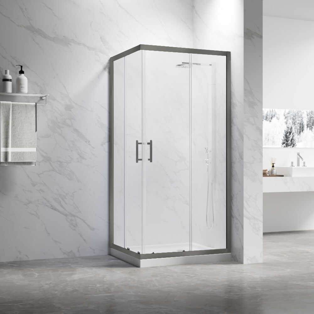 Душевой угол Veconi Rovigo RV-27GM, 800x800x1900, оружейная сталь, прозрачное стекло