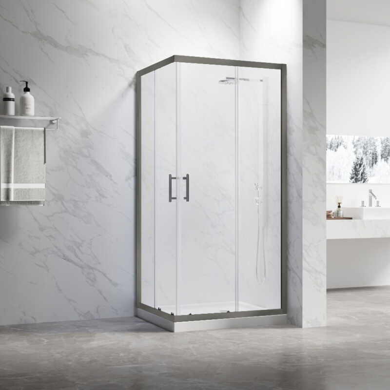 Душевой угол Veconi Rovigo RV-27GM, 800x800x1900, оружейная сталь, прозрачное стекло