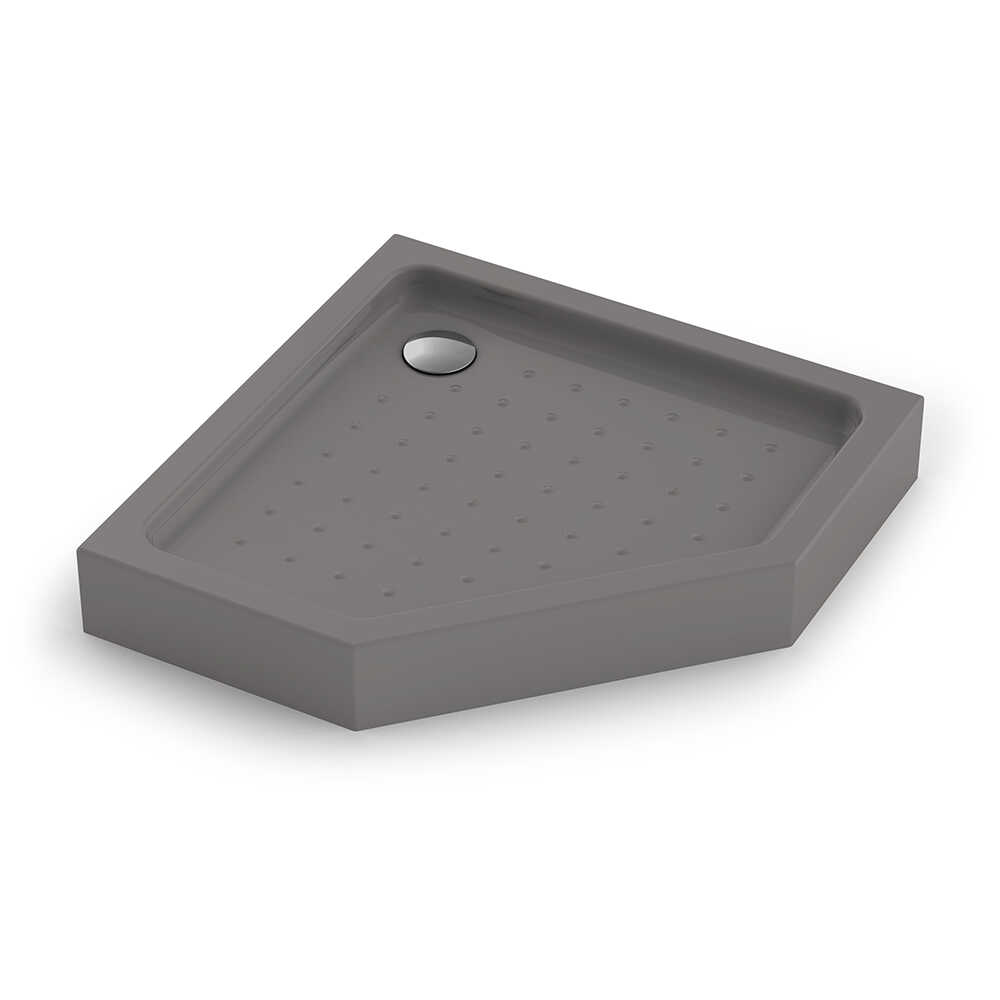Душевой поддон пятиугольный (трапеция) Veconi Tezeo Acrylic TZ-53GR, 800x800x150, акрил, серый