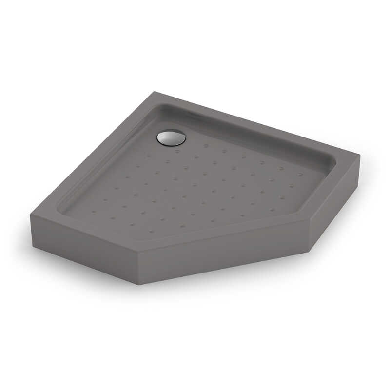 Душевой поддон пятиугольный (трапеция) Veconi Tezeo Acrylic TZ-53GR, 800x800x150, акрил, серый
