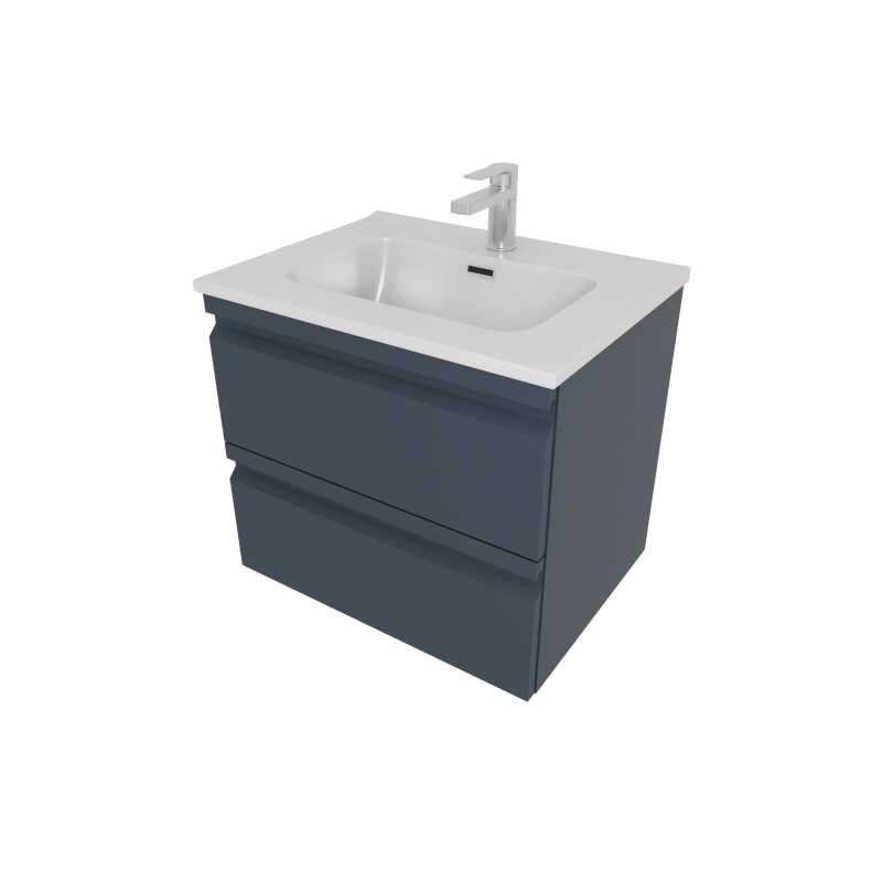 Комплект мебели: Тумба AQ70060-MG 60см ВЕГА с раковиной AQ0460-00, 2 ящика, цвет серый мат
