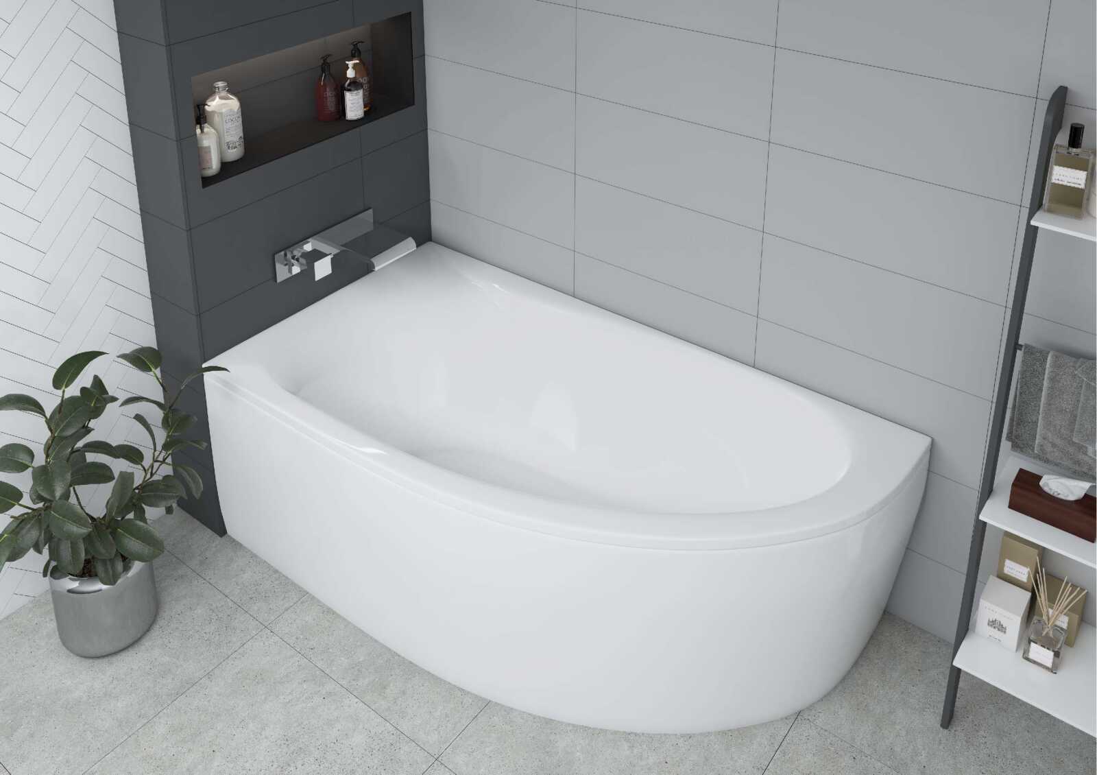 Акриловая ванна Aquatek Дива 150x90 асимметричная, левая, без каркаса и экрана