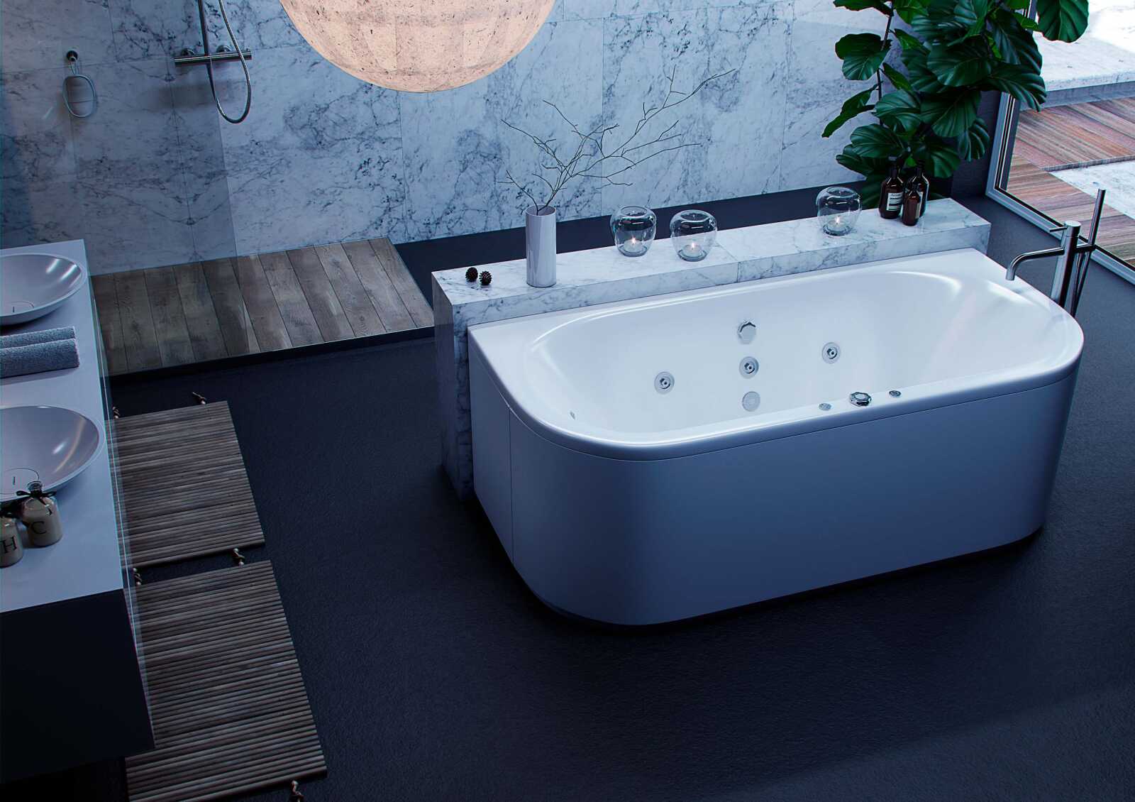 Акриловая ванна Aquatek Морфей 190x90 радиусная, универсальная, с каркасом и экраном, без гидромассажа