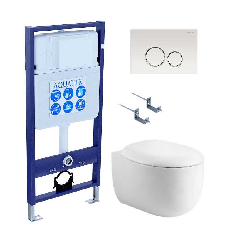 SET AQUATEK АЛЬТАИР-015 4в1 (рама AQUATEK Standard INS-0000012+крепеж KKI-0000002+клавиша KDI-0000015+унитаз АЛЬТАИР AQ1980-00 с тонким сиденьем soft-