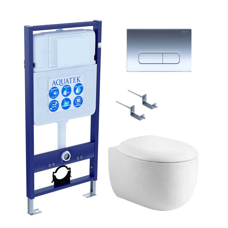 SET AQUATEK АЛЬТАИР-016 4в1 (рама AQUATEK Standard INS-0000012+крепеж KKI-0000002+клавиша KDI-0000016+унитаз АЛЬТАИР AQ1980-00 с тонким сиденьем soft-