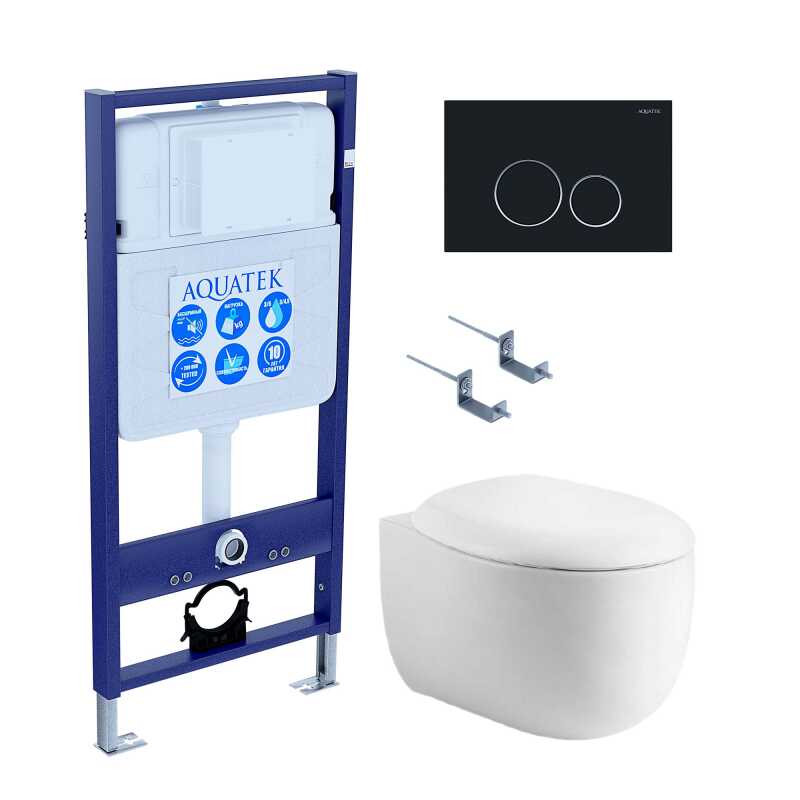 SET AQUATEK АЛЬТАИР-020 4в1 (рама AQUATEK Standard INS-0000012+крепеж KKI-0000002+клавиша KDI-0000020+унитаз АЛЬТАИР AQ1980-00 с тонким сиденьем soft-