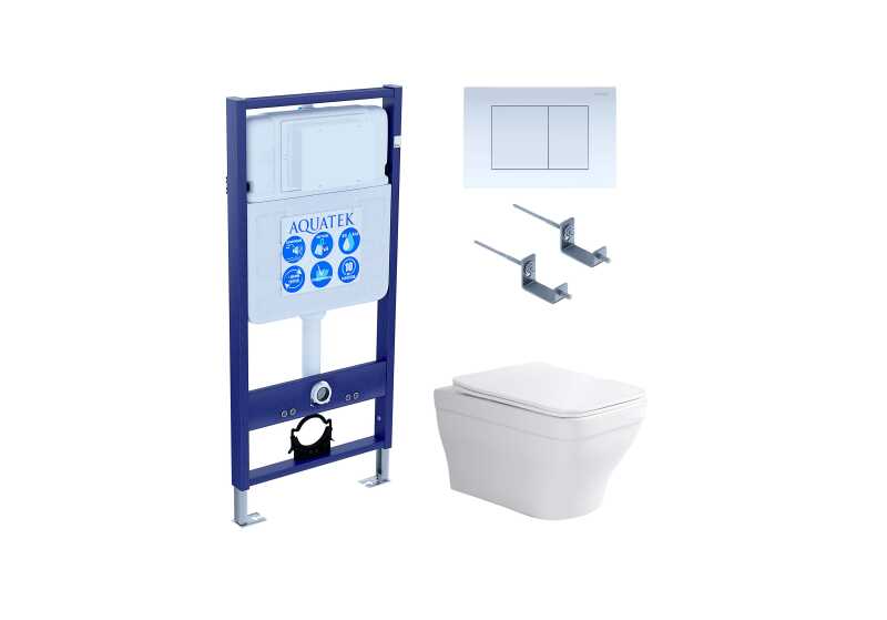 Set AQUATEK АМАДЕО (рама AQUATEK Standard INS-0000012 с звукоиз.прокладкой+крепеж KKI-0000002+кнопкаKDI-0000009+унитаз АМАДЕО AQ1163-00+крышка-сиденье