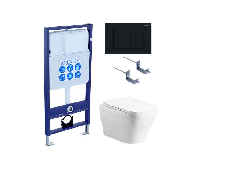 Set AQUATEK АМАДЕО cm (рама AQUATEK Standard INS-0000012 с звукоиз.прокладкой+крепеж KKI-0000002+кнопкаKDI-0000012+унитаз АМАДЕО AQ1180-00 с крышкой
