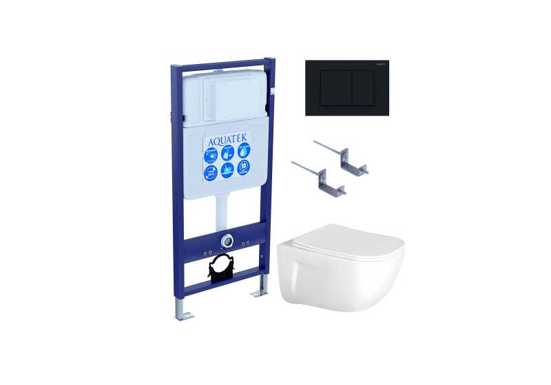 (рама AQUATEK Standard INS-0000012+ кркпеж KKI-0000002+клавиша KDI-0000012+унитаз ДИВА AQ2012-00 с тонким сиденьем soft-close