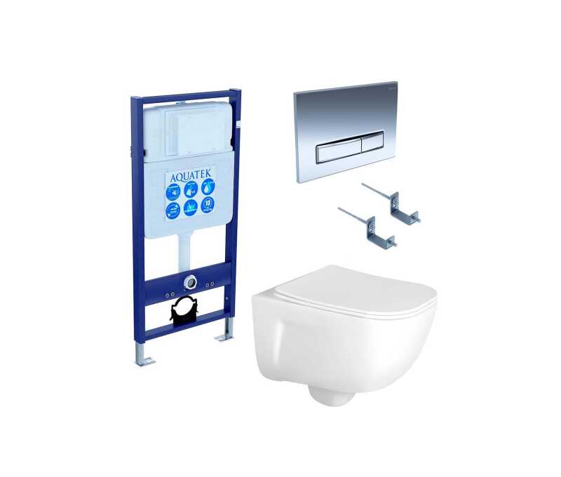 SET AQUATEK ДИВА-023 4в1 (рама AQUATEK Standard INS-0000012+ кркпеж KKI-0000002+клавиша KDI-0000023+унитаз ДИВА AQ2012-00 с тонким сиденьем soft-close