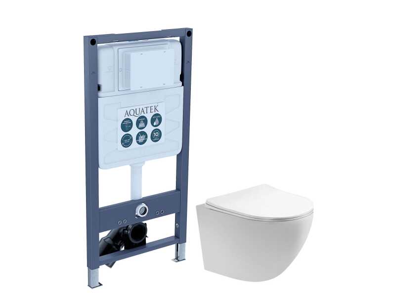 SET AQUATEK ЕВРОПА (рама AQUATEK Standard INSP-0000001 (без клавиши и крепежа)+унитаз ЕВРОПА AQ1900T-00 с тонким сиденьем soft-close