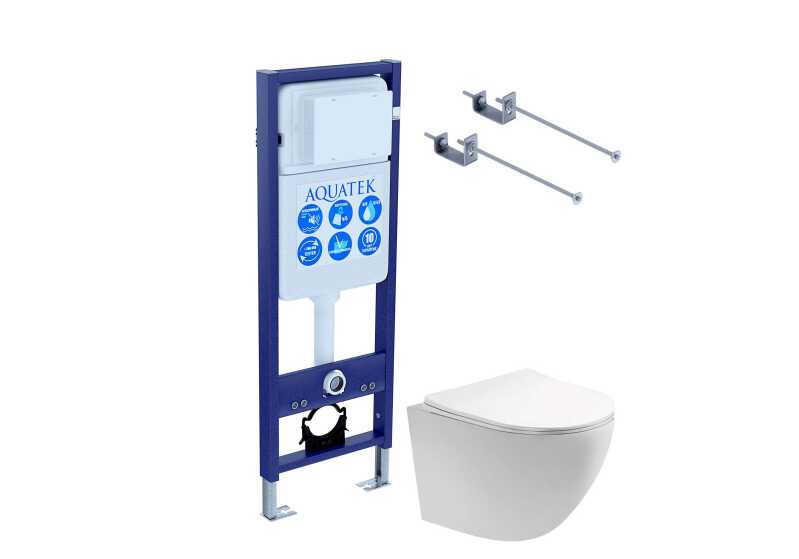 (рама AQUATEK Standard INS-0000017+крепеж KKI-0000001+унитаз ЕВРОПА AQ1900T-00 с тонким сиденьем soft-close)