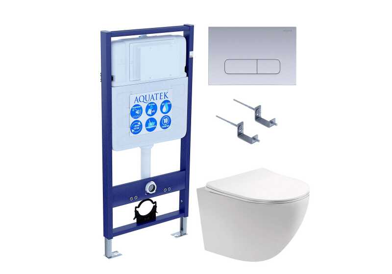 (рама AQUATEK Standard INS-0000012 с клавишей KDI-0000014 и крепежом KKI-0000002+унитаз AQ1900T-00 с тонким сиденьем sc)