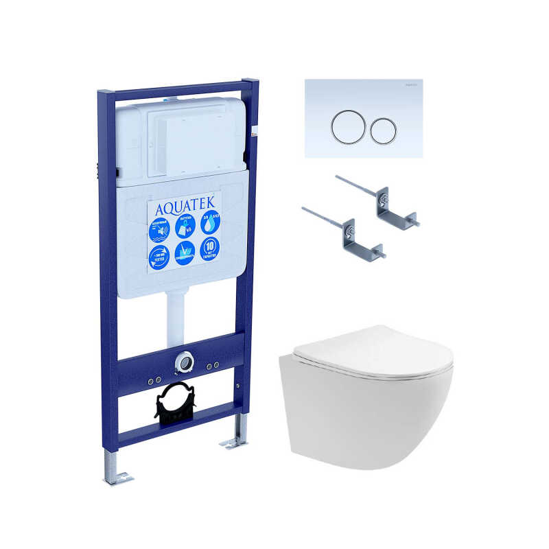 (рама AQUATEK Standard INS-0000012 с клавишей KDI-0000015 и крепежом KKI-0000002+унитаз AQ1900T-00 с тонким сиденьем sc)