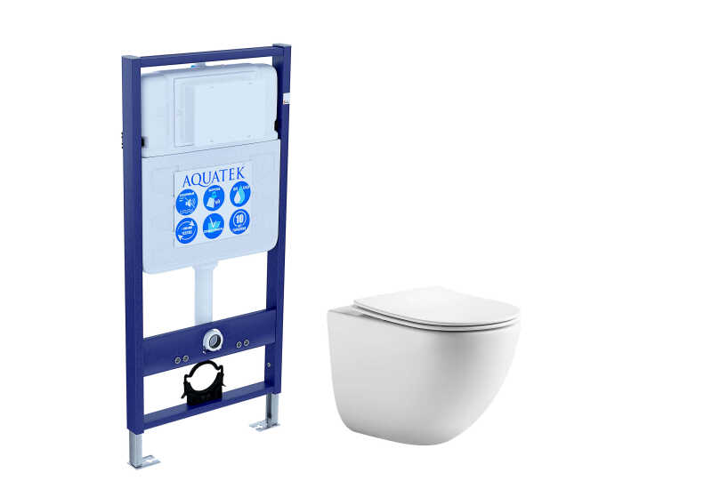 (рама AQUATEK Standard INS-0000012+унитаз AQ1993T-00 ГЕЛИОС + с тонким сиденьем soft-close