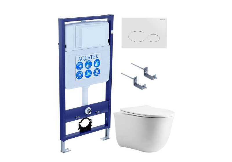 (рама AQUATEK Standard INS-0000012 +крепеж KKI-0000002+кнопкаKDI-0000071+унитаз КЛАССИК AQ1111-00 с крышкой)