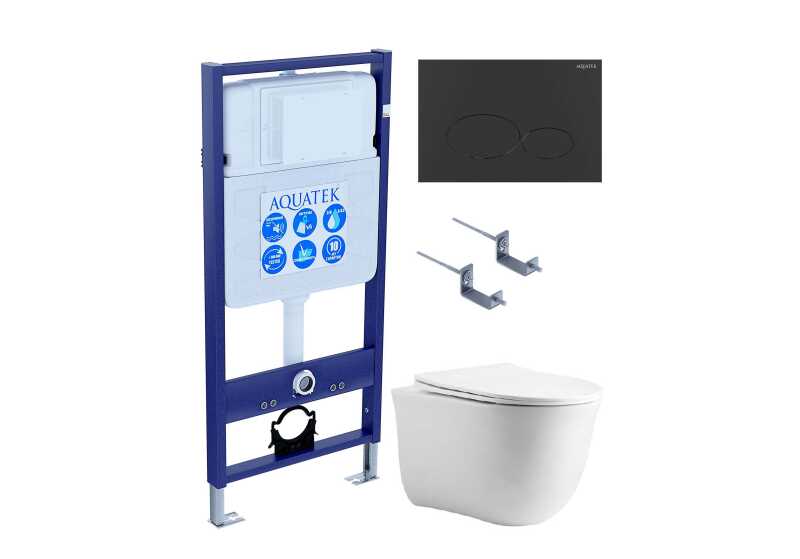 (рама AQUATEK Standard INS-0000012 +крепеж KKI-0000002+кнопкаKDI-0000074+унитаз КЛАССИК AQ1111-00 с крышкой)