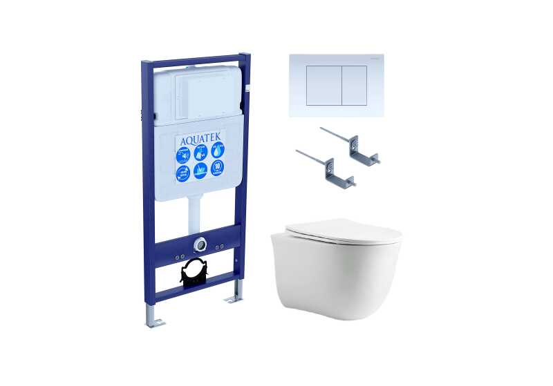 Set AQUATEK КЛАССИК cm (рама AQUATEK Standard INS-0000012 с звукоиз.прокладкой+крепеж KKI-0000002+кнопкаKDI-0000009+унитаз КЛАССИК AQ1112-00 с крышкой