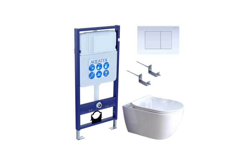 SET AQUATEK ПОЛАРИС (рама AQUATEK Standard INS-0000012+унитаз ПОЛАРИС AQ0700-01 с тонким сиденьем soft-close+ крепеж KKI-0000002 +панель KDI-0000009)
