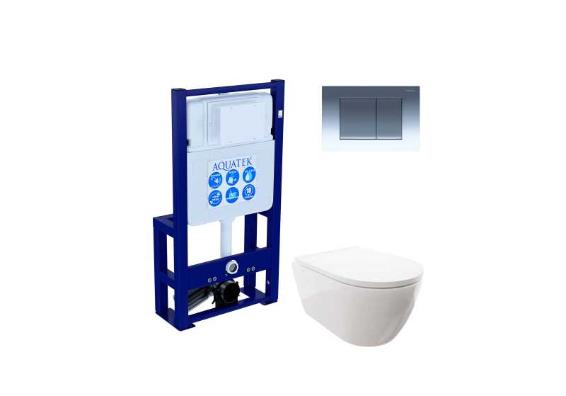 SET AQUATEK ПОЛАРИС (рама AQUATEK Standard INS-0000016+унитаз ПОЛАРИС AQ0700-00 с тонким сиденьем soft-close+панель KDI-0000010