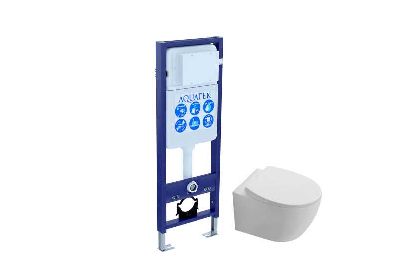 SET AQUATEK СИРИУС (рама AQUATEK Standard INS-0000017(без клавиши и крепежа) + унитаз AQ1582T-00 СИРИУС TORNADO с тонким сиденьем soft-close)