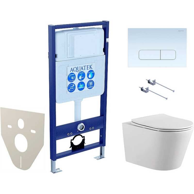 SET AQUATEK ВЕГА-1905-013 (рама AQUATEK Standard INS-0000012 с клавишей KDI-0000013 и крепежом KKI-0000001+унитаз ВЕГА AQ1905-00 с тонким сиденьем sc