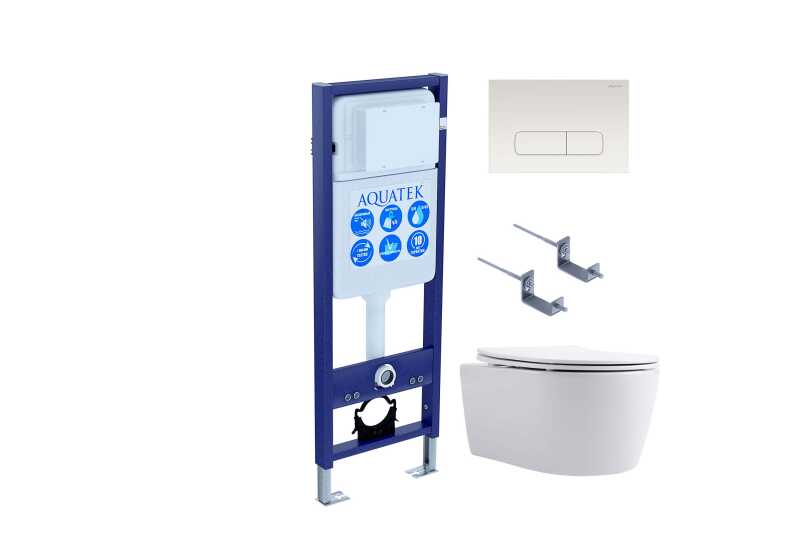 (рама AQUATEK INS-0000017+крепление KKI-0000002 +кнопка KDI-0000013 + унитаз AQ1106L-00+тонкое сиденье с механиз)