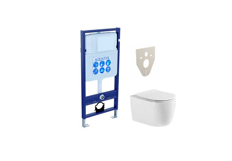 Set AQUATEK ЕВРОПА (рама AQUATEK Standard INS-0000012+звукоизоляционная прокладка+унитаз ЕВРОПА AQ1106-00+тонкое сиденье с механизмом плавного закрыва