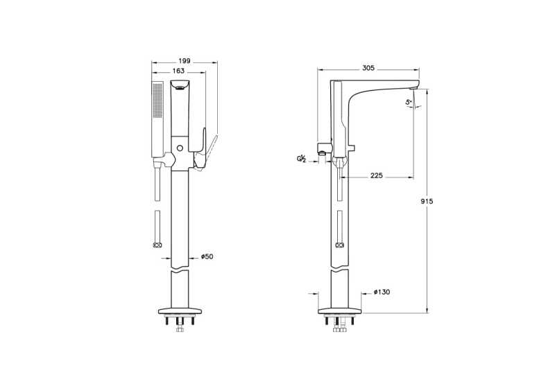 Root Round Напольный смеситель, хром