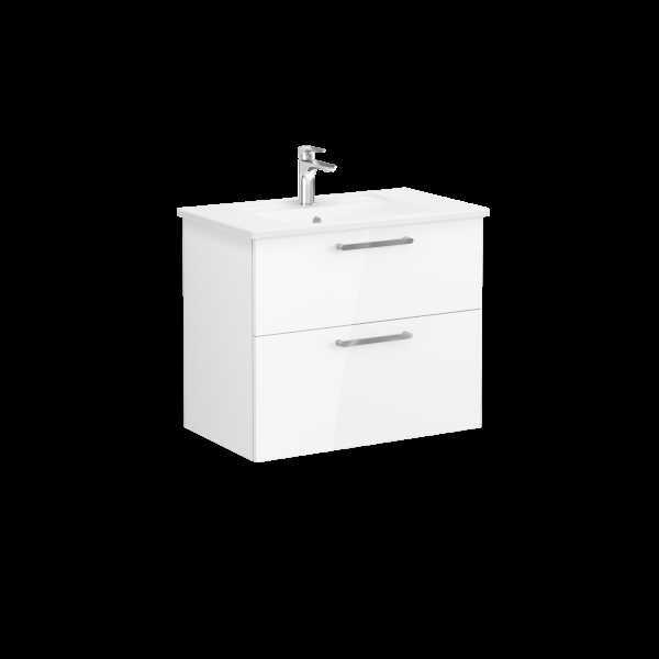 Root Модуль 80 см с квадратной раковиной, 2 ящика, глянцевый белый